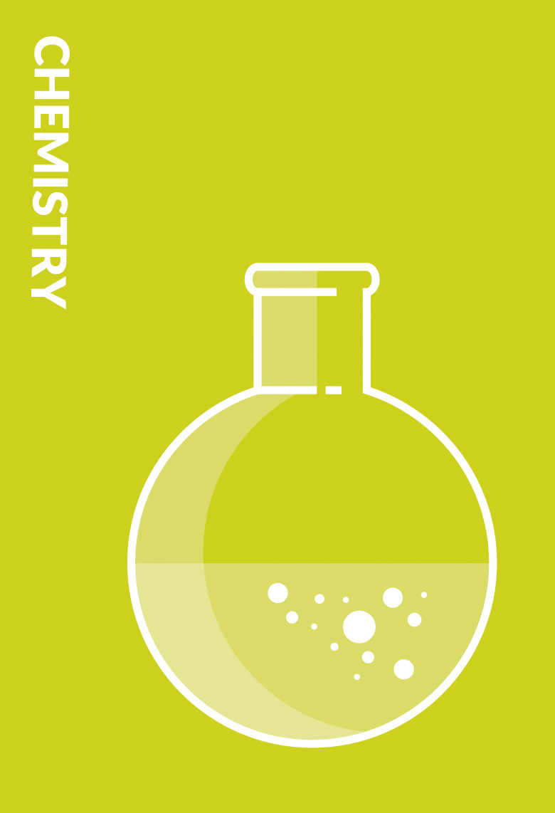 logo presenting a round-bottomed flask and a text: chemistry
