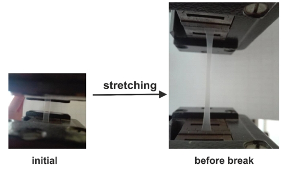 photo presenting stretching measurements of a polymer foil